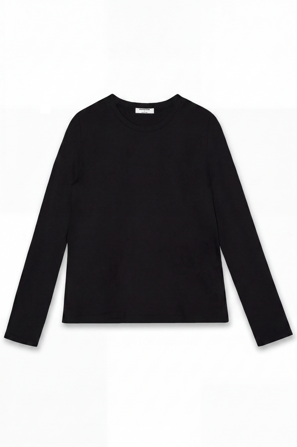 Long Sleeve Black T-Shirt in 100% Pima Cotton