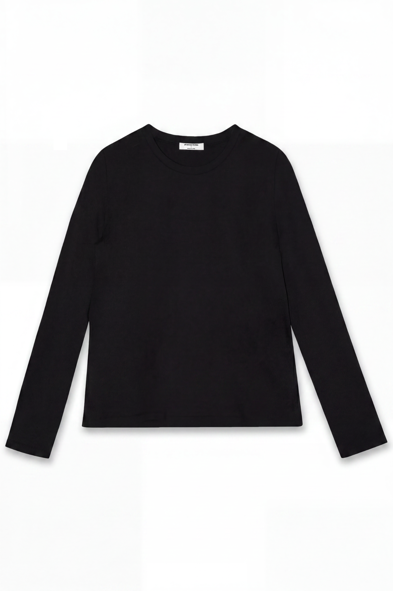 Long Sleeve Black T-Shirt in 100% Pima Cotton