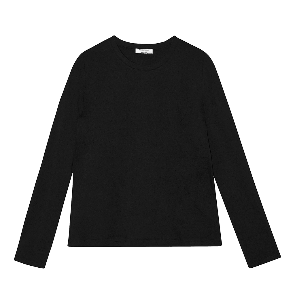 100% Pima Cotton - Long Sleeve Black T-Shirt