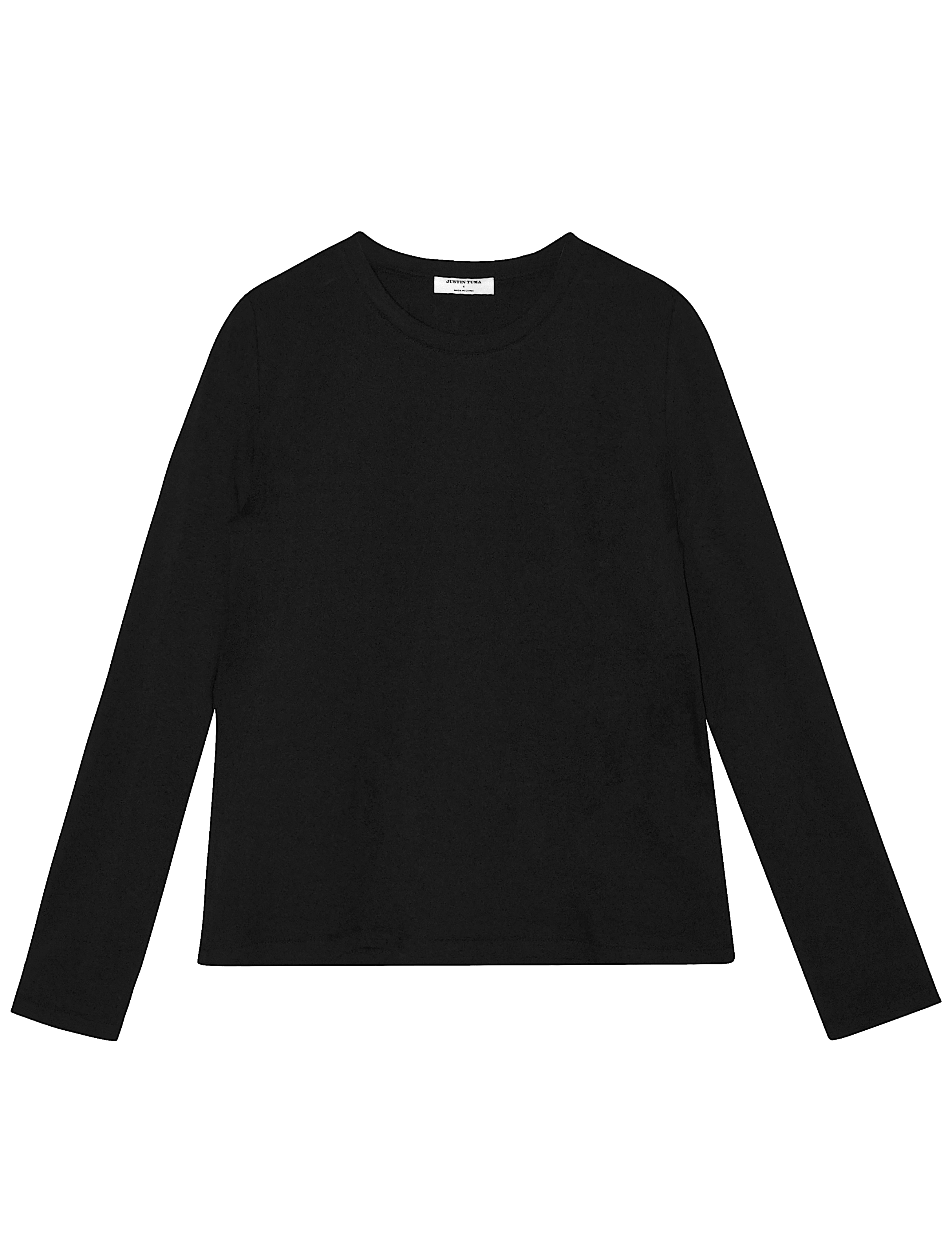 100% Pima Cotton - Long Sleeve Black T-Shirt